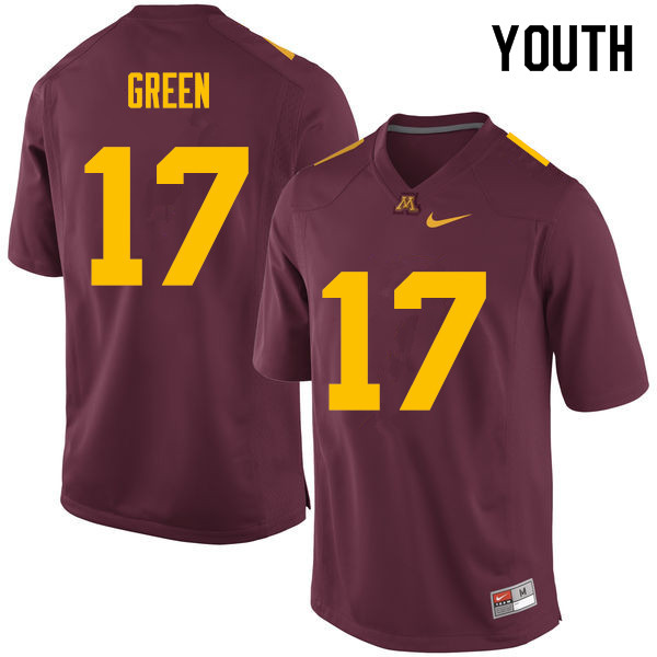 Youth #17 Seth Green Minnesota Golden Gophers College Football Jerseys Sale-Maroon
